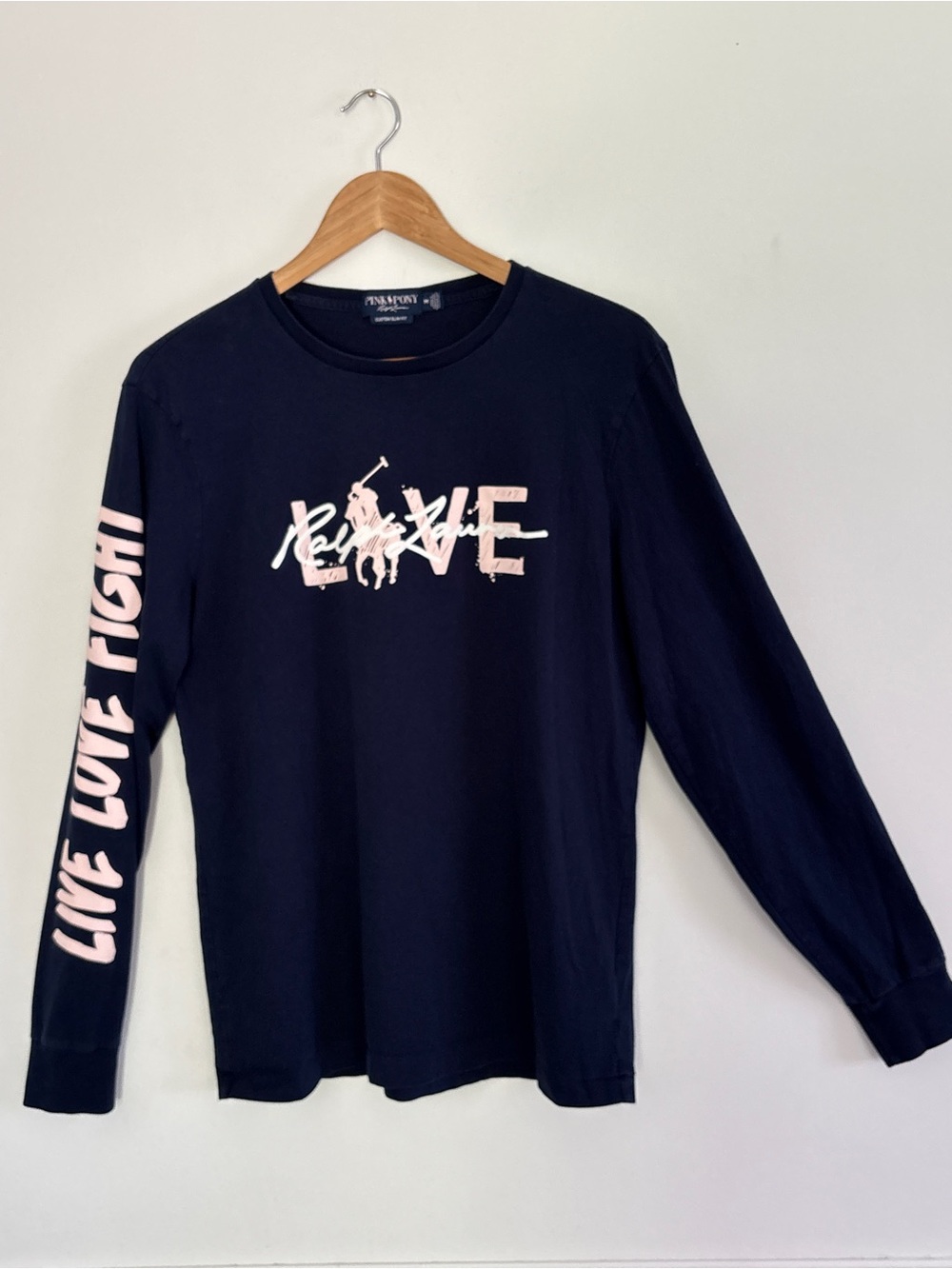 Polo Ralph Lauren Pink Pony Live Love Fight Long-Sleeve Graphic T-shirt Medium